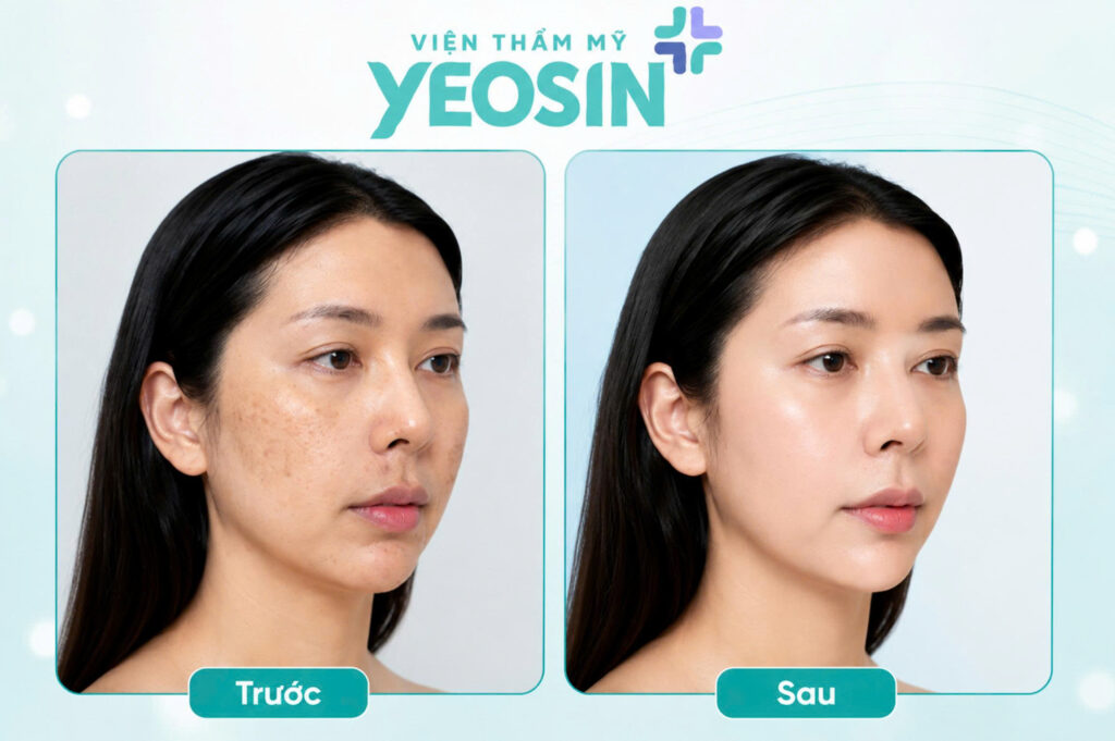 Hình ảnh trước và sau khi trị nám da mặt lâu năm tại Viện Thẩm Mỹ Yeosin
