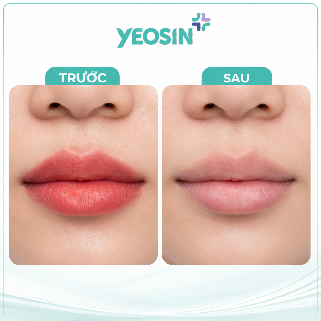 Hình ảnh trước và sau khi xóa xăm môi bằng tại Viện Thẩm Mỹ Yeosin