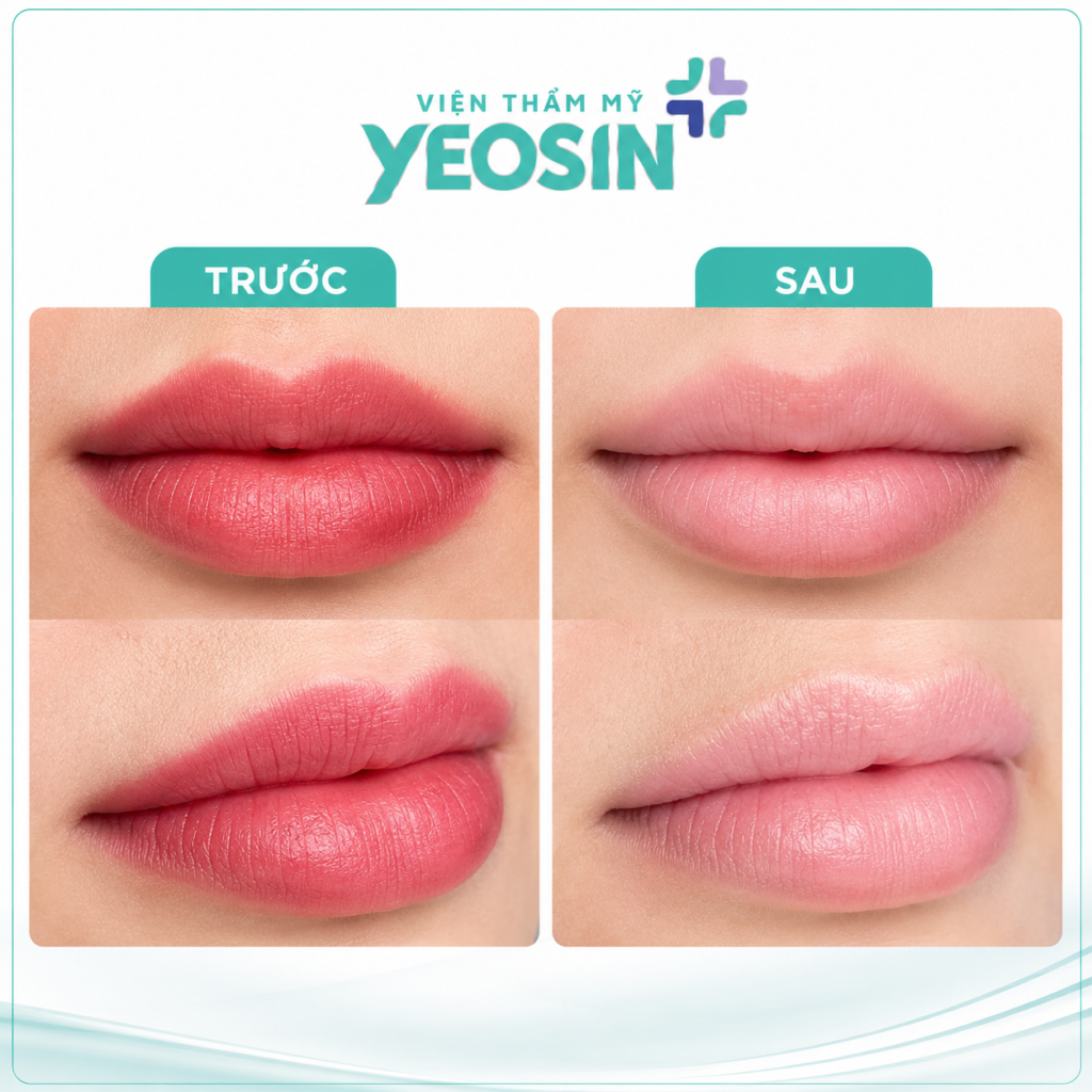 Hình ảnh trước và sau khi xóa xăm môi bằng tại Viện Thẩm Mỹ Yeosin