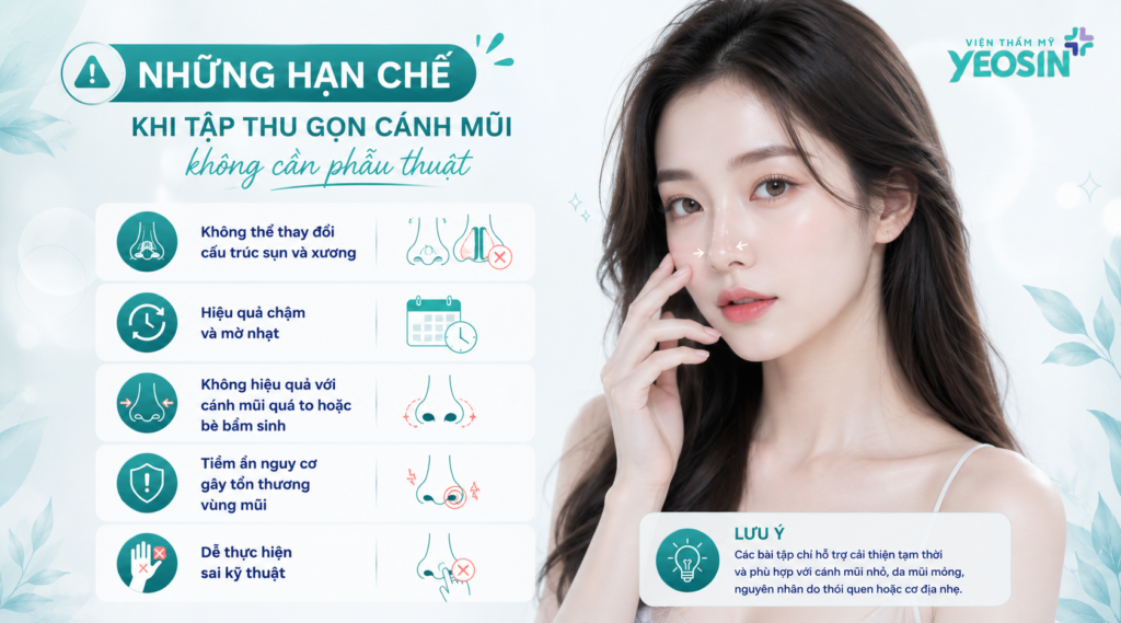 Những hạn chế của các bài tập thu gọn cánh mũi không cần phẫu thuật