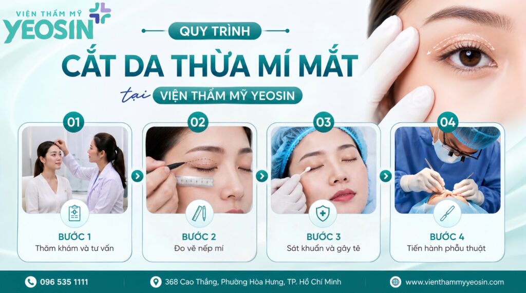 Cắt da chùng mí mắt trên dưới - Xóa bỏ dấu hiệu lão hóa 11 Quy trình cắt da thừa mí mắt tại Viện Thẩm Mỹ Yeosin