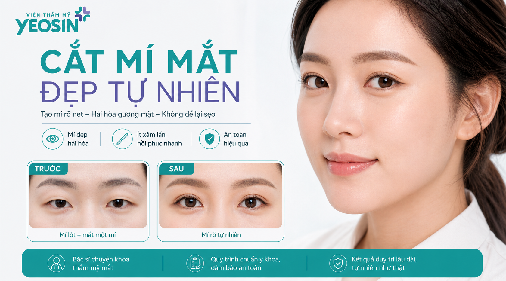 Top 4 kiểu cắt mí mắt đẹp tự nhiên, thu hút ánh nhìn