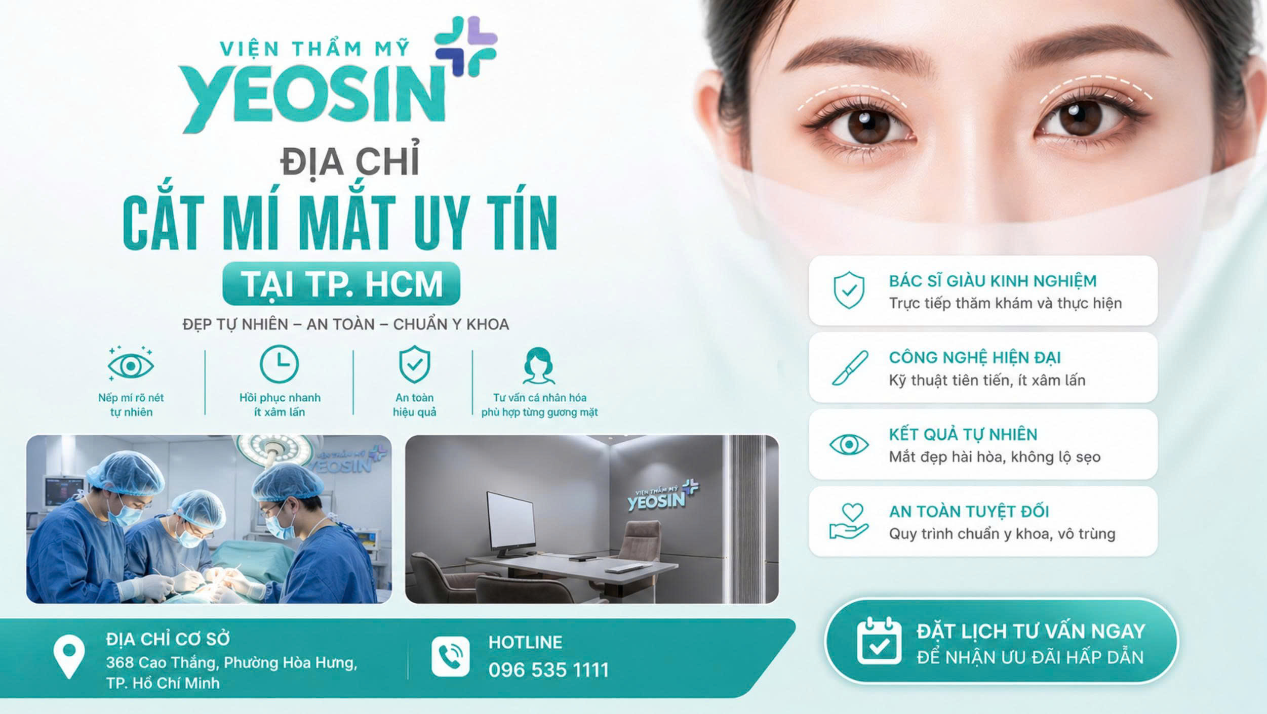 Top 6 địa chỉ thẩm mỹ viện cắt mí mắt uy tín tại Tphcm