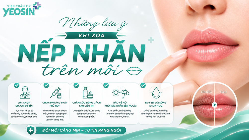 Những lưu ý khi xóa nếp nhăn trên môi