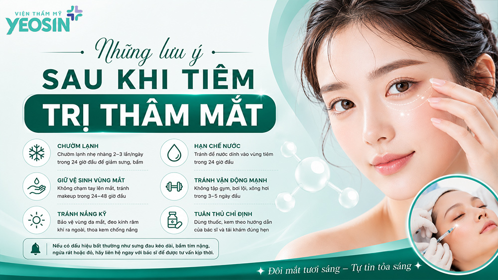 Những lưu ý quan trọng sau khi tiêm trị thâm quầng mắt