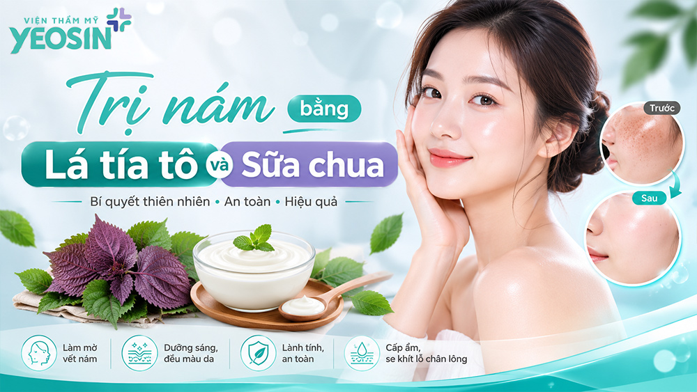 Cách trị nám bằng lá tía tô và sữa chua không đường