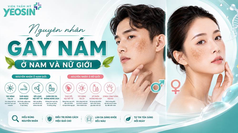 Da mặt bị nám - Tìm hiểu nguyên nhân gây nám da mặt. 9 Nguyên nhân da mặt bị nám theo giới tính
