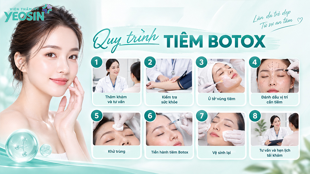 Tiêm botox là gì? Cơ chế, tác dụng và những điều cần biết 12 Quy trình thực hiện kỹ thuật tiêm botox chuẩn y khoa